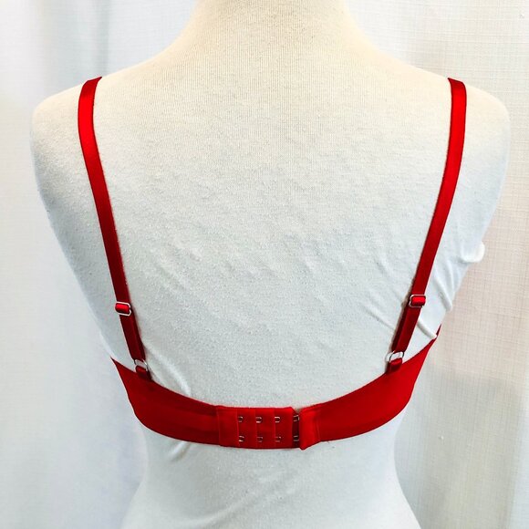 Victoria's Secret Red Satin Bra with Big Bow and Rhinestones Size 32DDD - Picture 4 of 10